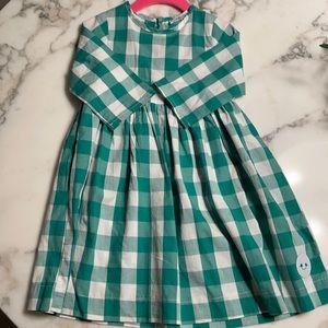 Smiling Button Adorable Green/White gingham Dress